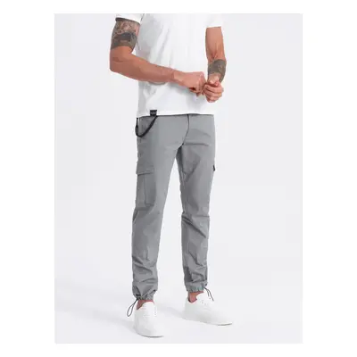 Ombre Men's pants with cargo pockets and leg hem - grey