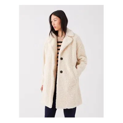 LC Waikiki Women's Jacket Collar Straight Long Sleeve Teddy Coat