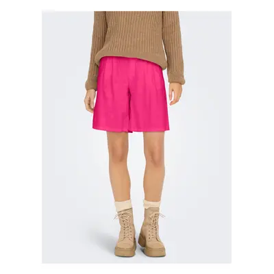 Dark pink women's linen shorts ONLY Caro - Women