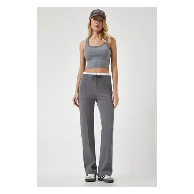 Happiness İstanbul Women's Smoked Tie Detail Knitted Trousers