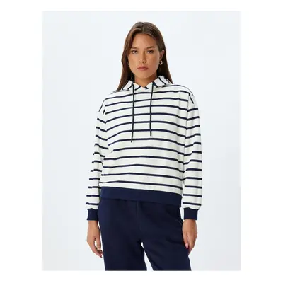 Koton Long Sleeve Striped Hooded Sweatshirt