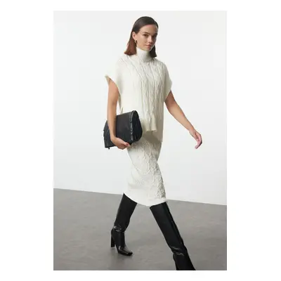 Trendyol Ecru Maxi Knitwear Soft Texture Sweater-Dress Set