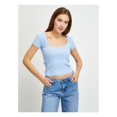 Light blue Women Ribbed Cropped T-Shirt Guess - Women