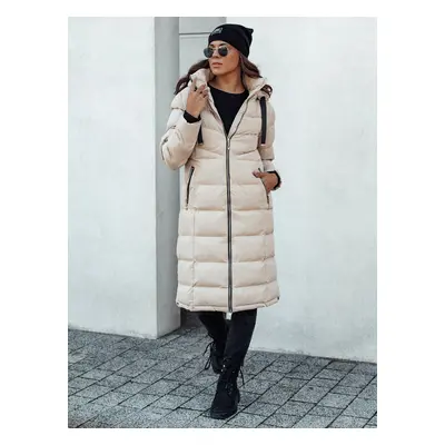 Women's winter quilted jacket with hood MENSI beige Dstreet