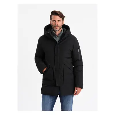 Ombre Men's long seasonal outdoor style jacket - black