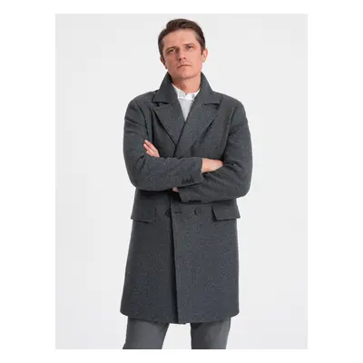 Ombre Men's double-breasted lined coat - graphite