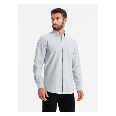 Ombre Elegant men's oxford shirt with embroidery - light grey