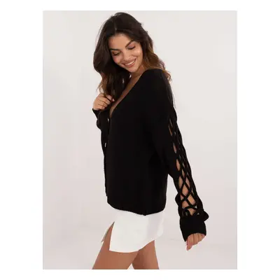 Black women's sweater with button closure