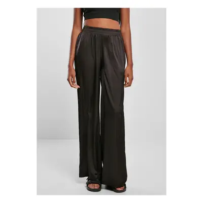 Women's satin wide trousers black