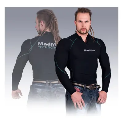 MadMax Compression Long Sleeve T-Shirt with Zipper MSW903 Black and Green