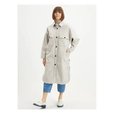 Light Grey Womens Long Shirt Jacket Picture Sotola - Women