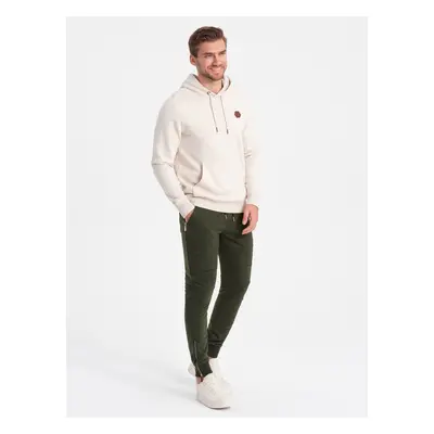 Ombre Men's sweatpants in pleasant knit fabric - cream melange