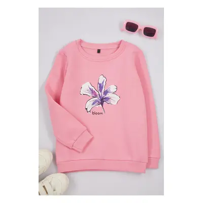 Trendyol Pink Slogan Cotton Knitted Sweatshirt