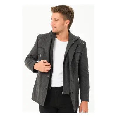 K7532 DEWBERRY MEN'S COAT-DIAGONAL ANTHRACITE