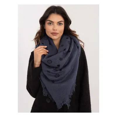 Dark blue women's scarf with print