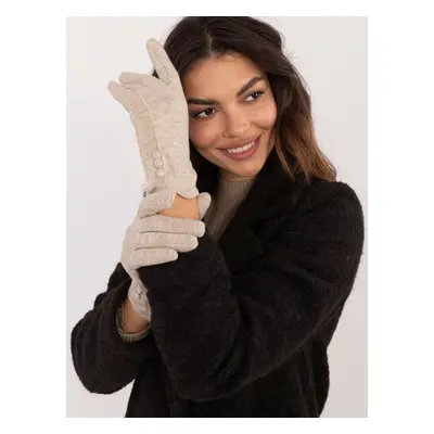 Beige knitted women's gloves