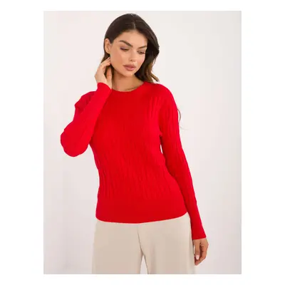 Classic red sweater with a round neckline