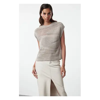 Trendyol Stone Crew Neck Knitted Sweater