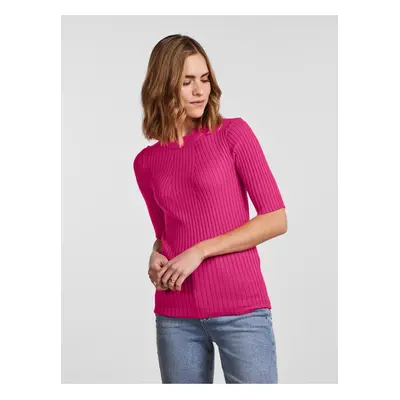 Women's Deep Pink Ribbed Light Sweater Pieces Crista - Women