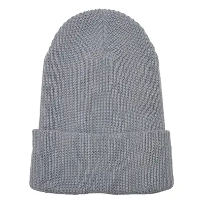 Ribbed knit cap made of recycled yarn grey