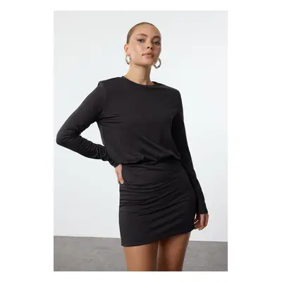 Trendyol Black Soft Touch Soft Fabric Fitted Flexible Mini Knitted Dress