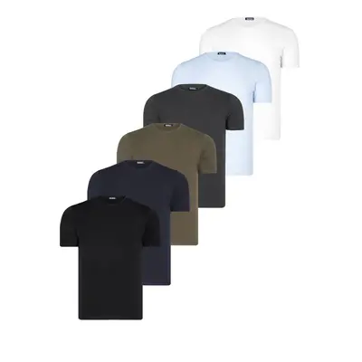 SIX SET T8569 DEWBERRY BIKE COLLAR T-SHIRT-BLACK-WHITE-BLUE-NAVY BLUE-ANTHRACITE-KHAKI