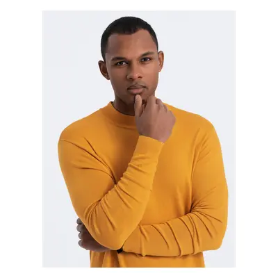 Ombre Men's knitted half turtleneck with viscose - mustard