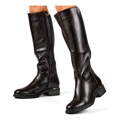 primohurt Black women's boots made of eco-leather, winter boots