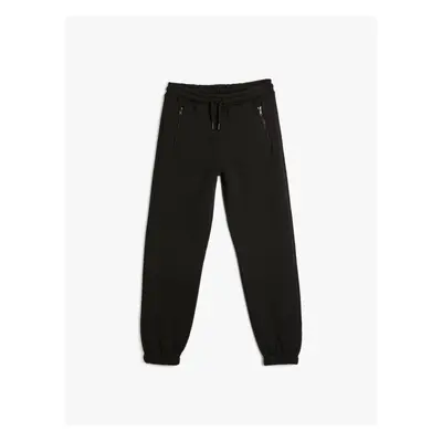 Koton Jogger Sweatpants Zipper Detailed Raised Cotton