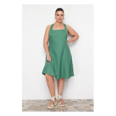 Trendyol Curve Green Square Collar Summer Woven Dress