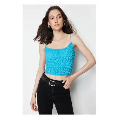 Trendyol Turquoise Textured Strap Crop Flexible Knitted Undershirt