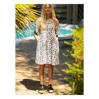 White Women's Short Dress with Animal Pattern Brakeburn - Women