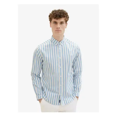 White and Blue Men's Striped Shirt Tom Tailor - Men