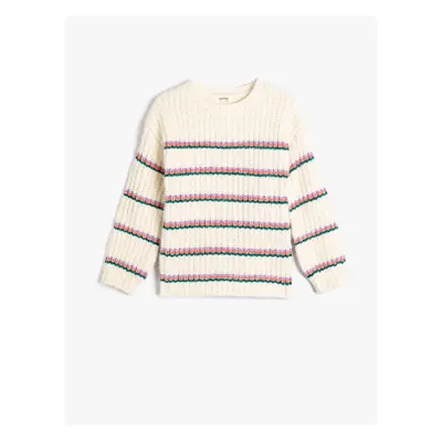 Koton Knitted Sweater Long Sleeve Round Neck Ribbed