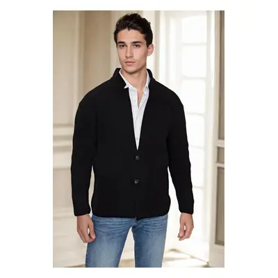 87095 Dewberry Mens Knitwear Cardigan-BLACK