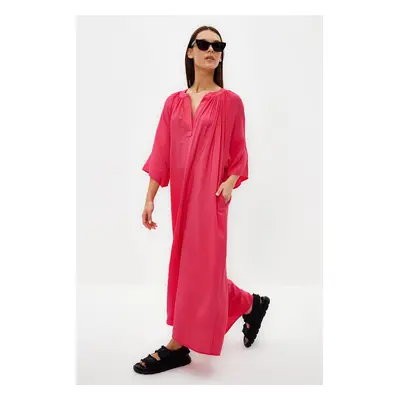 Trendyol Fuchsia V-Neck Half Sleeve Aerobin Woven Kimono & Kaftan Dress