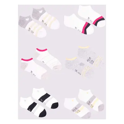 Yoclub Kids's Girls' Ankle Cotton Socks Patterns Colours 6-pack SKS-0008G-AA00-002