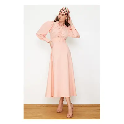 Trendyol Pale Pink Eyelet Detailed Cotton Woven Dress