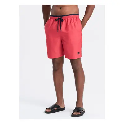 Ombre Men's two-tone ribbed swim shorts - coral