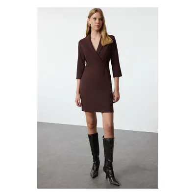 Trendyol Brown Mini V-Neck Woven Dress