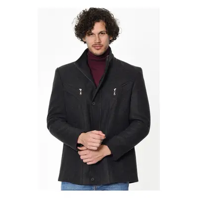 K7126 DEWBERRY MEN'S COAT-DIAGONAL ANTHRACITE