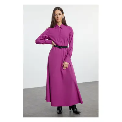 Trendyol Fuchsia Belt Detailed Woven Dress