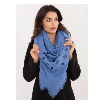 Blue women's scarf with fringe