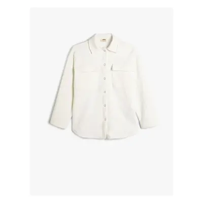 Koton Corduroy Shirt with Pockets and Snap Button Detail