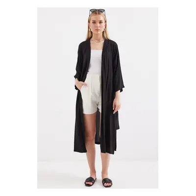 Bigdart Slit Summer Kimono - Black