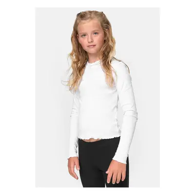 Girls' Long Sleeved Short Rib White