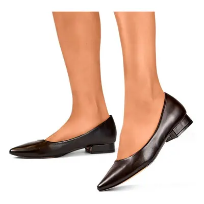 primohurt Black classic shoes with a leather insole, women's pointed-toe pumps with a low heel