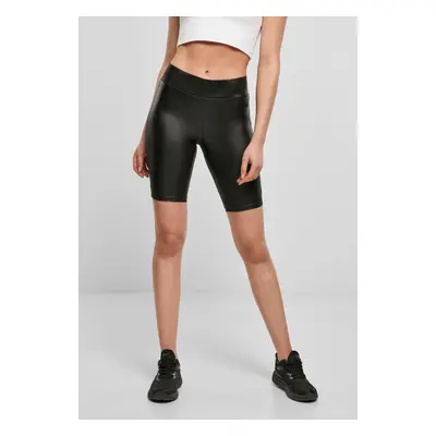 Women's synthetic leather cycling shorts black