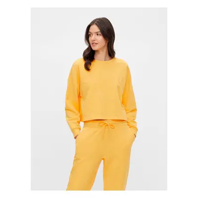 Yellow sweatshirt with inscription Pieces Ulrikka - Women