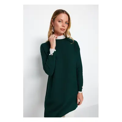 Trendyol Dark Green Sleeve Pearl Detailed Knitwear Sweater